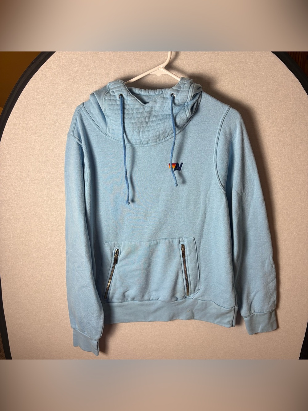 Aviator Nation Ninja Pullover Hoodie Sky Blue Large